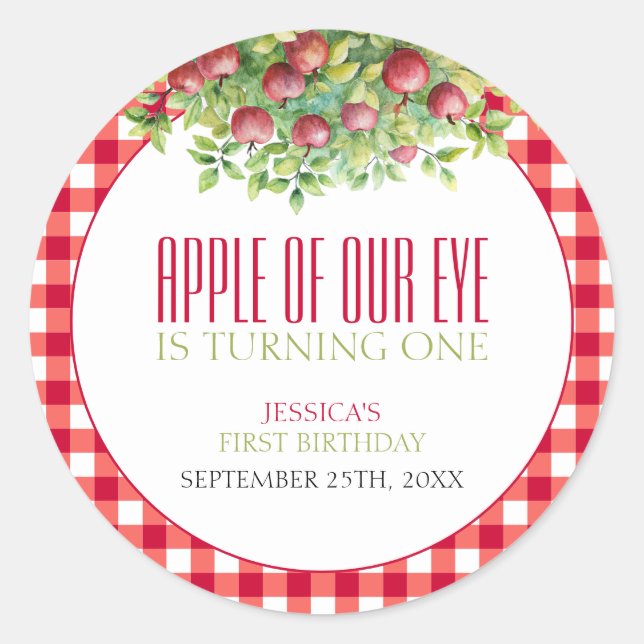 Adesivo Fall Apple of Our Eye First Birday (Frente)