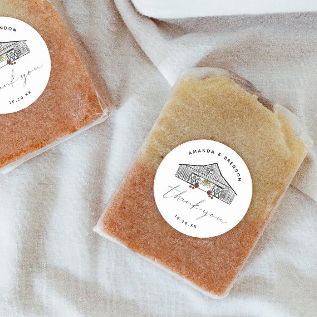 Adesivo Fall Barn Pumpkins Obrigado Casamento (Criador carregado)