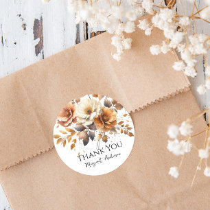Adesivo Fall Brown Floral Elegante Personalizado Obrigado
