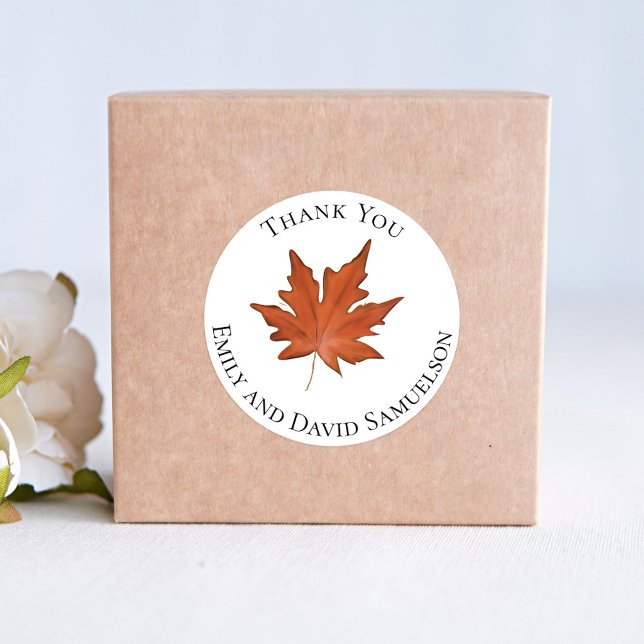 Adesivo Fall Deixa Watercolor Casamento Obrigado (Fall leaves custom thank you sticker. )