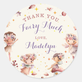 Adesivo Fall Fairy Topper Girl Birthday Favor Round