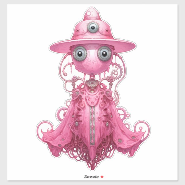 Adesivo Fall Fashion Pink Steampunk Ghost Lady 32 (Folha)