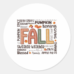 Adesivo Fall Flannels Pumpkin Season Fall Vibs Autumn Tha
