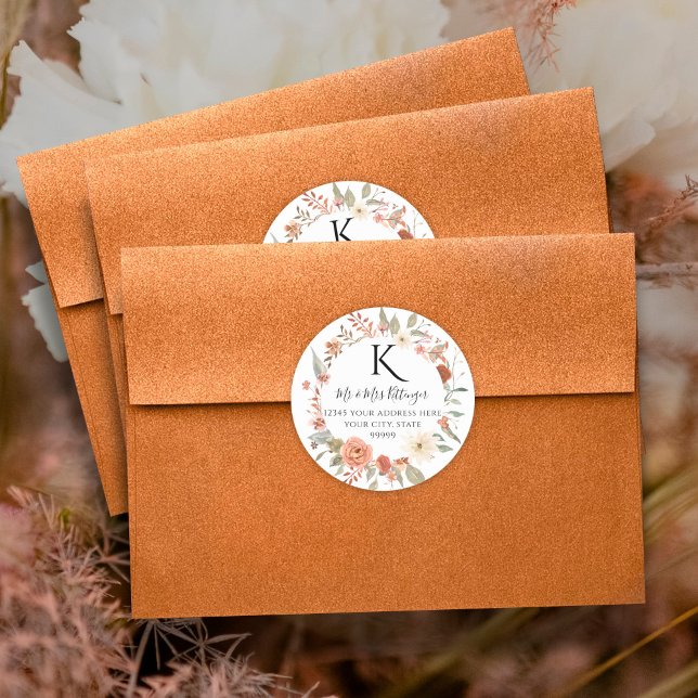 Adesivo Fall Floral BOHO Autumn Deixa Monograma Endereço C (Criador carregado)