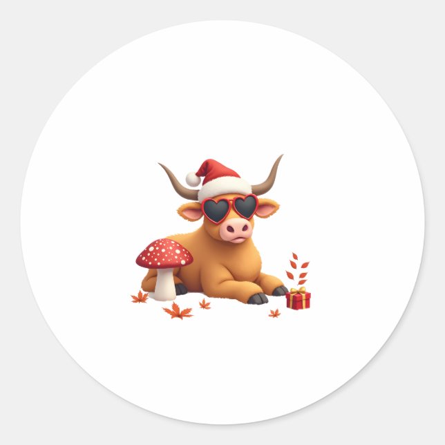 Adesivo Fall Highland Cow Pumpkin Bow Christmas Girls Kids (Frente)