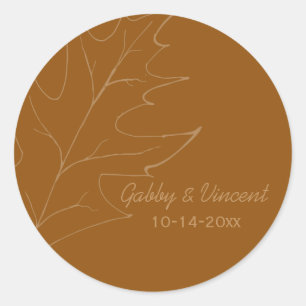 Adesivo Fall Oak Leaf Wedding Envelope Seal