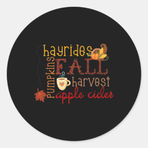 Adesivo Fall Pumpkins Hayrides Colheita Maçãs Cavalos Autê