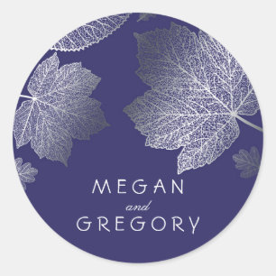Adesivo Fall Silver and Navy Leaves Wedding