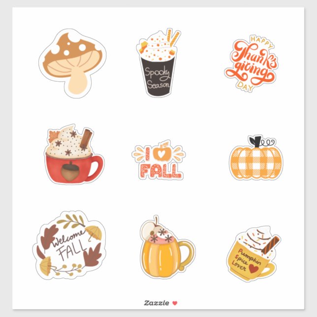 Adesivo Fall-Themed Sticker Set with Cozy Autumn Vibes (Folha)