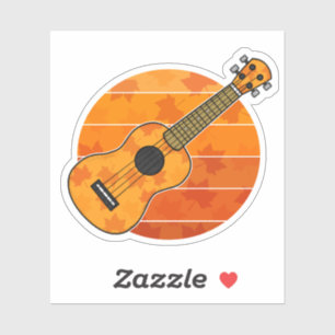 Adesivo Fall Ukulele Uke Player Outono Ação de Graças