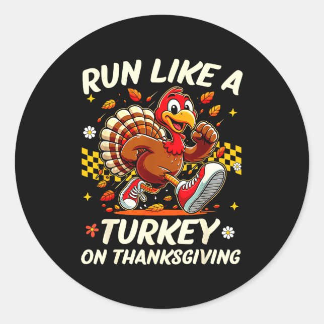 Adesivo Fall Vibes Turkey Trot Run Like A Turkey On Thanks (Frente)