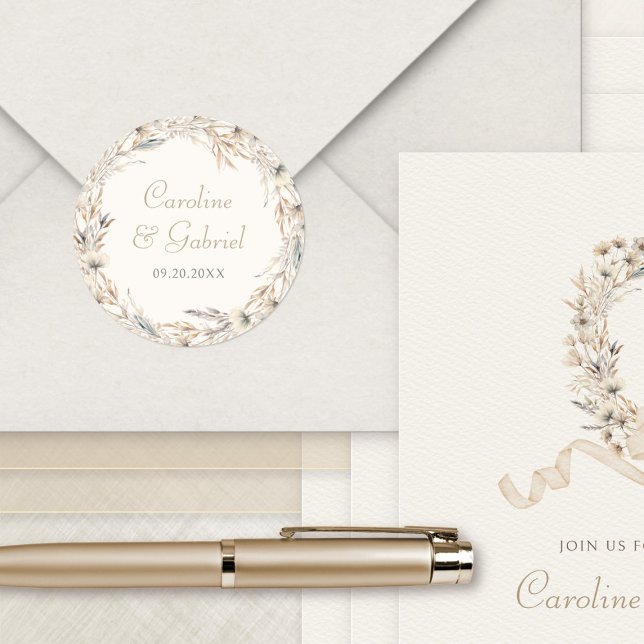 Adesivo Fall Wildflower Wreath Elegant Weding (Criador carregado)