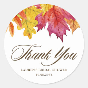 Adesivo Falling Leaves Autumn Bridal Shower Agradecimento
