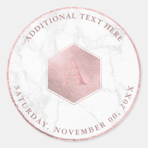 Adesivo Falso favo de mel em Rose Gold, Monograma A-Z