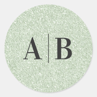 Adesivo Falso Glitter Verde Sage Leve Monograma de Casamen