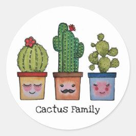 Adesivo Família Cute Cactus Em Aquarela