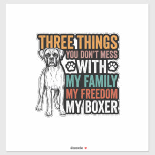 Adesivo Família de Cachorro Boxer Desenho de Camisa Vintag