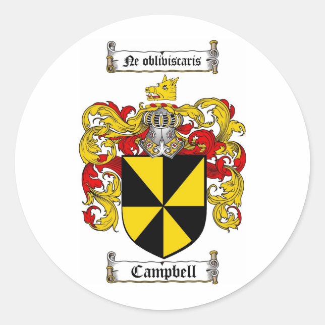 ADESIVO FAMÍLIA DE CAMPBELL - CASACO DE ARMAS DE CAMPBELL (Frente)