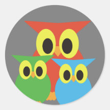 Família de corujas: Vermelho, Verde e Azul