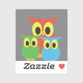 Adesivo Família de corujas: Vermelho, Verde e Azul