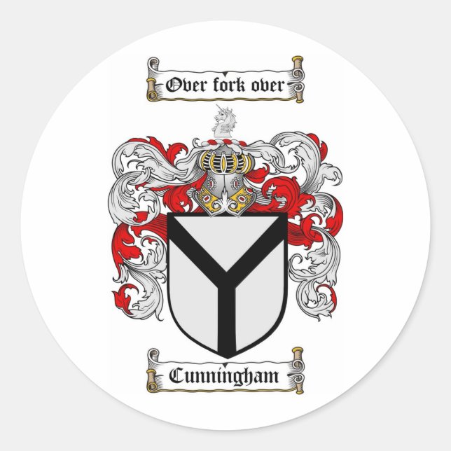 ADESIVO FAMÍLIA DE CUNNINGHAM - CASACO DE ARMAS DE CUNNING (Frente)