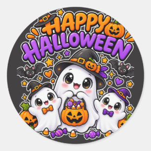 Adesivo Família de Fantasmas de Halloween Fofa