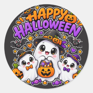 Adesivo Família de Fantasmas de Halloween Fofa