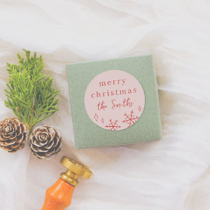 Adesivo Família de Flocos de Neve Cinzentos de Natal Rosa 