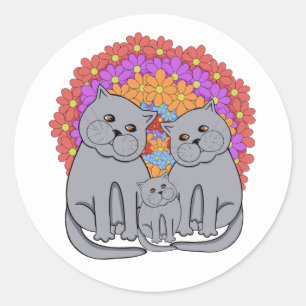 Adesivo Família de gatos.