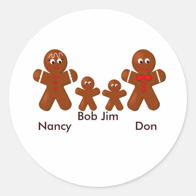 Adesivo Família de Pão-de-Pão Natal de Quatro (Frente)