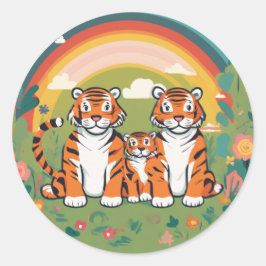 Adesivo Família de Tigres Bonitos
