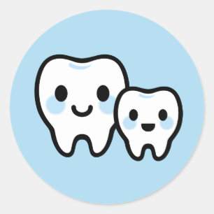 Adesivo Família do Dente Fofo – Design de Pai/Mãe e Filho