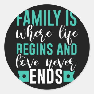 Adesivo Família é onde a vida começa e o amor nunca aca