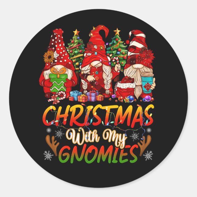 Adesivo Família Gnomo Feliz Natal Com Meus Gnomos Buffa (Frente)
