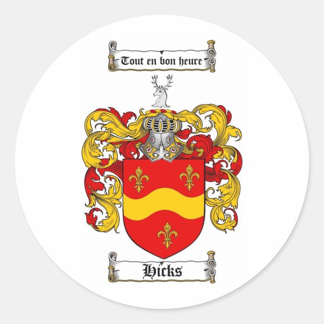 ADESIVO FAMÍLIA HICKS CREST - HICKS CASACO DE ARMAS (Frente)
