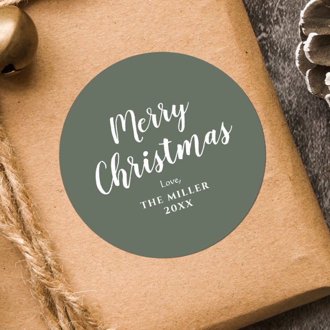 Adesivo Família Mínima Moderna de Feliz Natal Verde (Criador carregado)