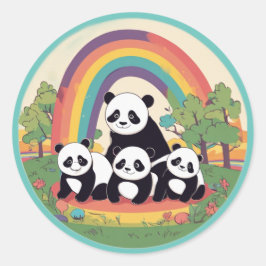 Adesivo Família Panda Bonita Aproveitando A Vida