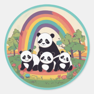 Adesivo Família Panda Bonita Aproveitando A Vida