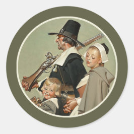 Adesivo Família Pilgrim. Ação de Graças da Vintage Art