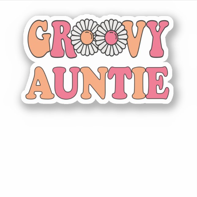 Adesivo Família Retro Groovy Auntie Matching (Frente)