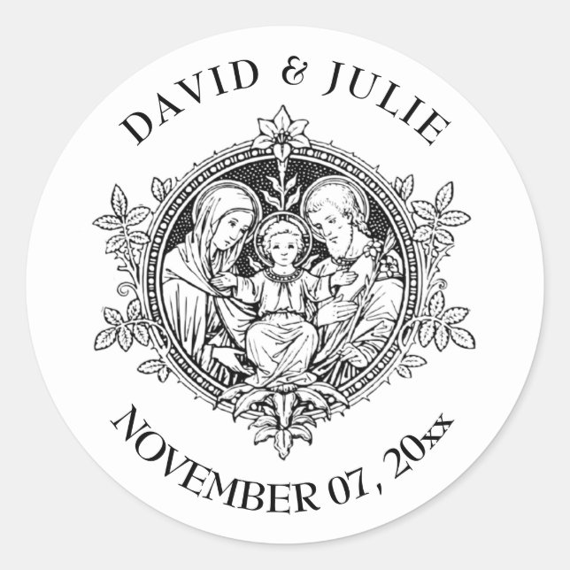 Adesivo Família Sagrada Religiosa Branca e Negra Elegante (Frente)