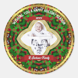 Adesivo Família Vermelho Verde Dourado Festivo Foto Férias