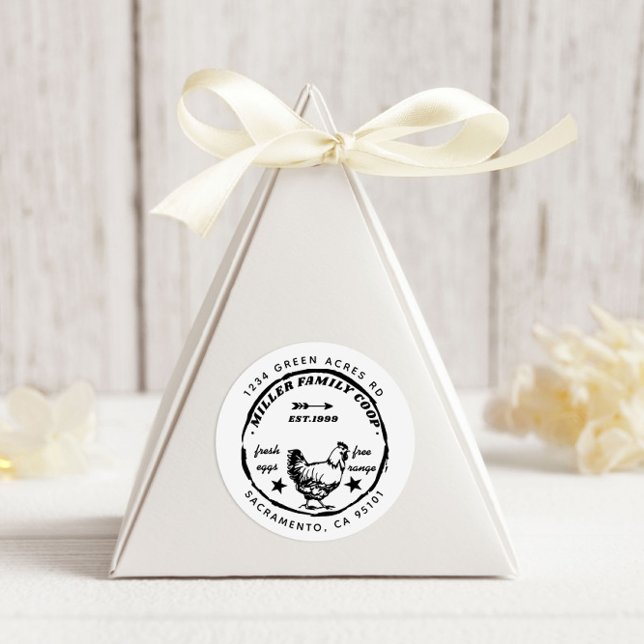 Adesivo Familiar Coop Hen Frescos Ovos Endereço de Devoluç (Criador carregado)