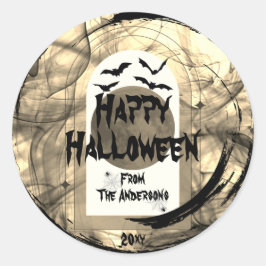 Adesivo Familly Name Spooky Bat Spider Web Happy Halloween