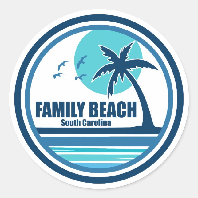 Adesivo Family Beach South Carolina Palm Tree Birds (Frente)