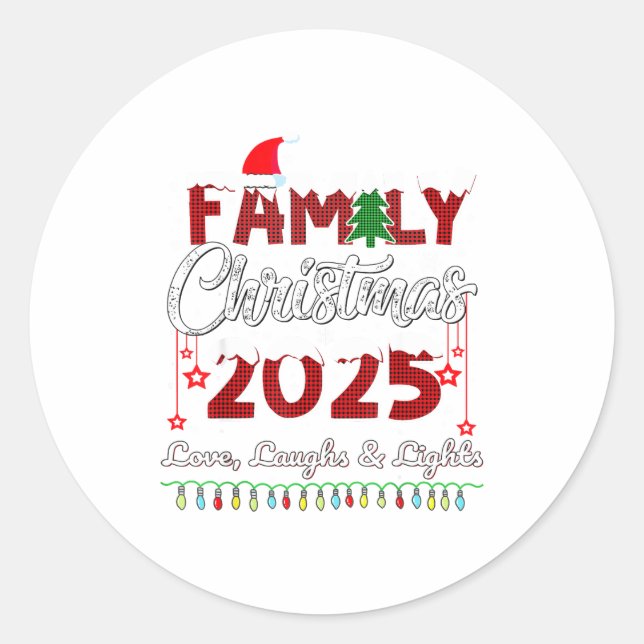Adesivo Family Christmas 2025 Love, Laughs And Lights Holi (Frente)