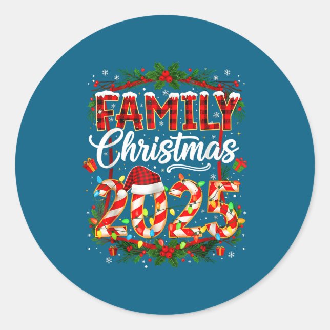 Adesivo Family Christmas 2025 Xmas Lights Santa Pajamas Ho (Frente)