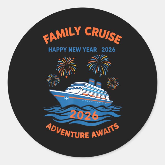 Adesivo Family Cruise Happy New Year 2026 Adventure  (Frente)