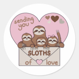 Adesivo Family of Sloths with Envelope, Heart and Text