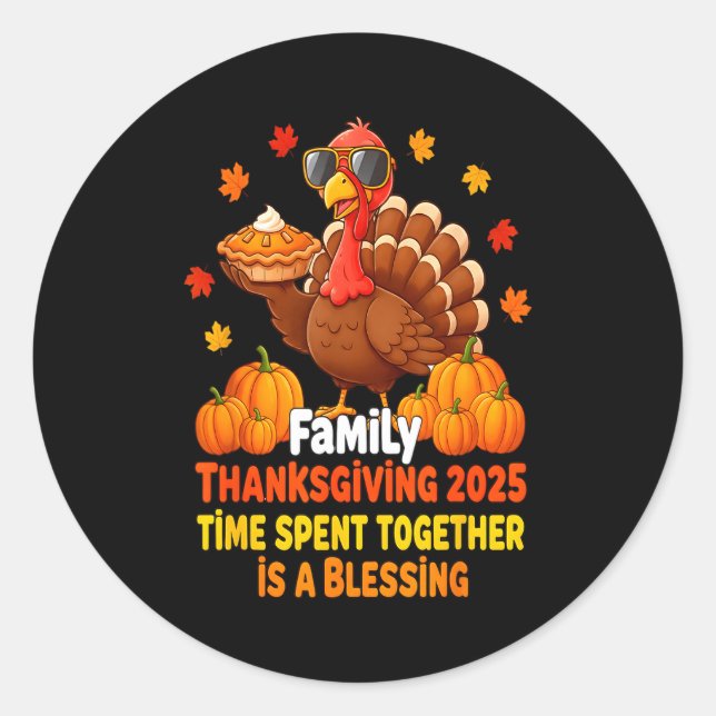 Adesivo Family Thanksgiving Crew 2025 Funny Turkey Matchin (Frente)